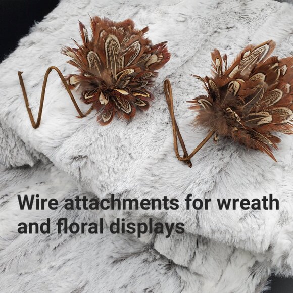 Set of 6 Pheasant-Feather Ball Holiday Decor Ornaments - Picture 5 of 6